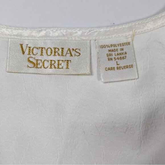 Vintage Victorias Secret Gold Label Pajama Set Lace White Satin Modest Large - Picture 4 of 11